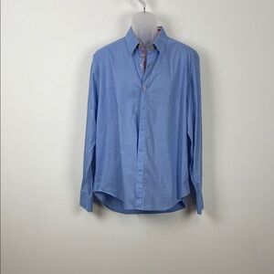 Robert Graham X Button Down Long Sleeve Men's 2XL Blue Checkered Print Shirt